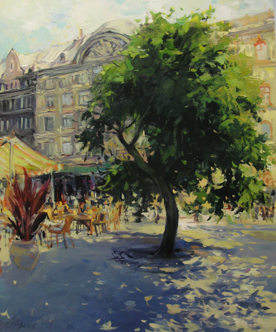 Alise Medina, Appletree in the Livu square, oil on canvas,80x65 cm 2011