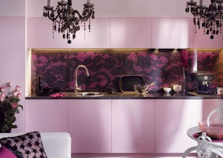 pink kitchen cabinets design