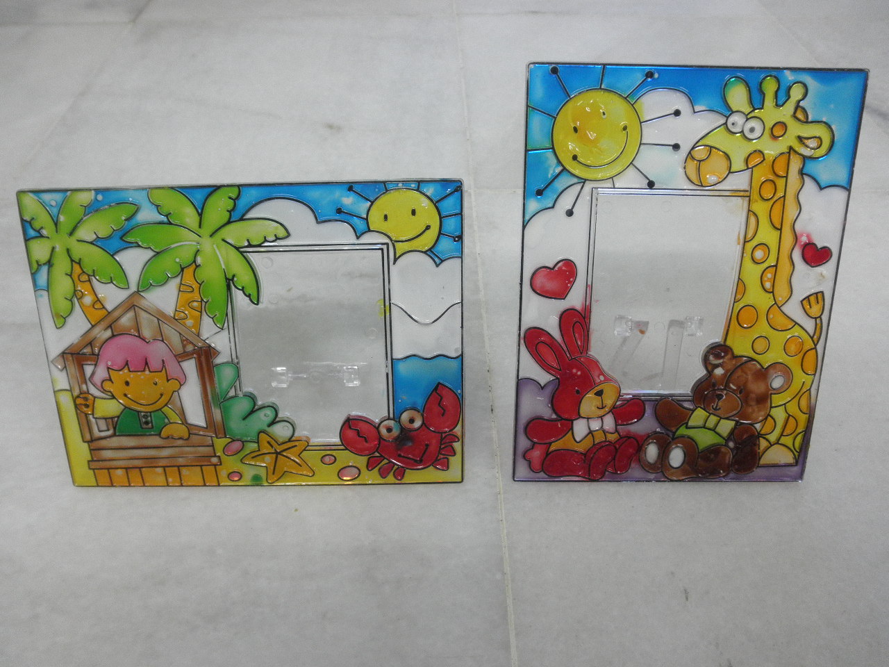 inspiredkids 16.3.12 'Glass Painting' on plastic photo frames