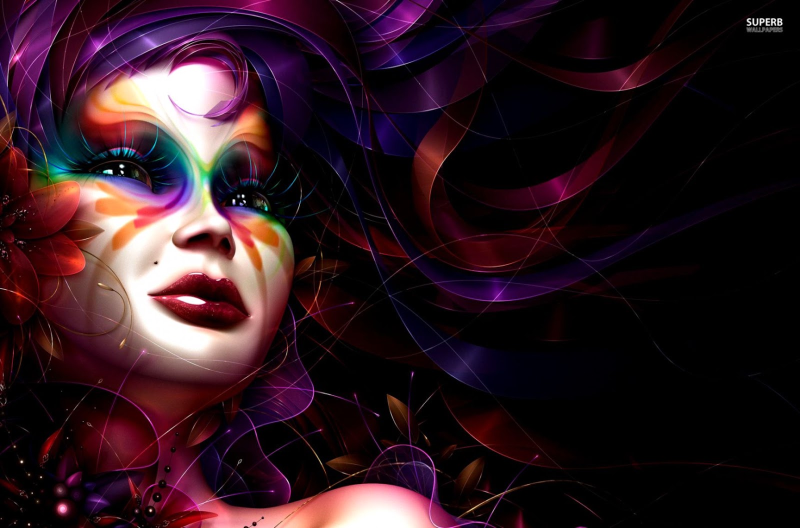 Girl with fl Make up wallpaper Digital Art wallpapers 17102 Girl with fl Make up wallpaper Digital Art wallpapers 17102