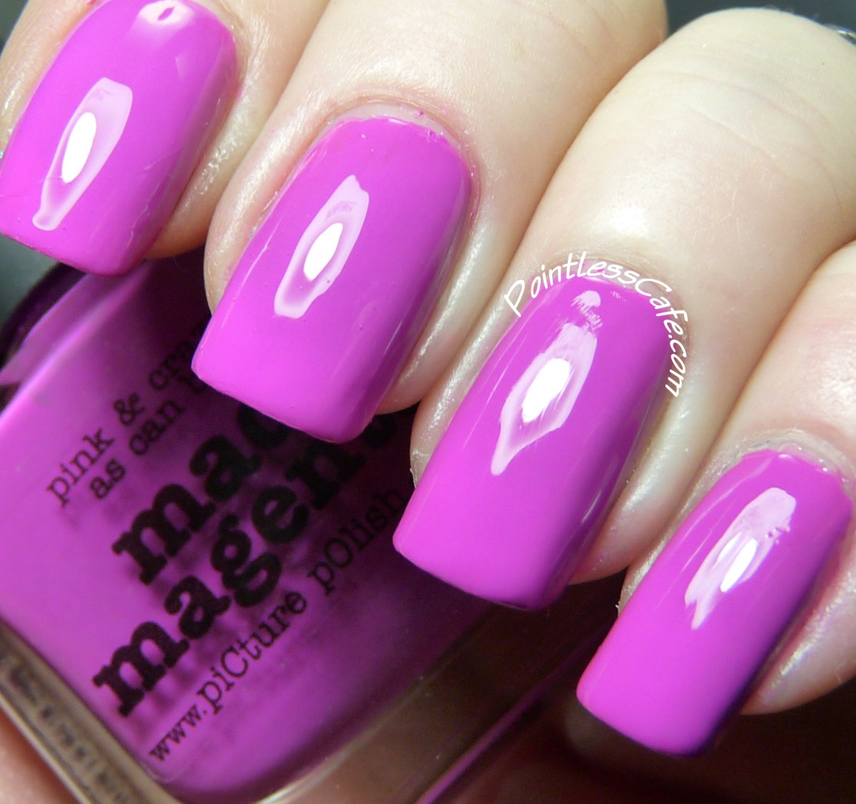 piCture pOlish Mad Magenta with Nail Art Pointless Cafe