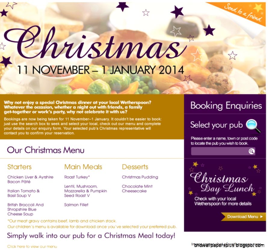 UK Wetherspoons Christmas Menu 2014 Christmas Traditions UK Wetherspoons Christmas Menu 2014 Christmas Traditions