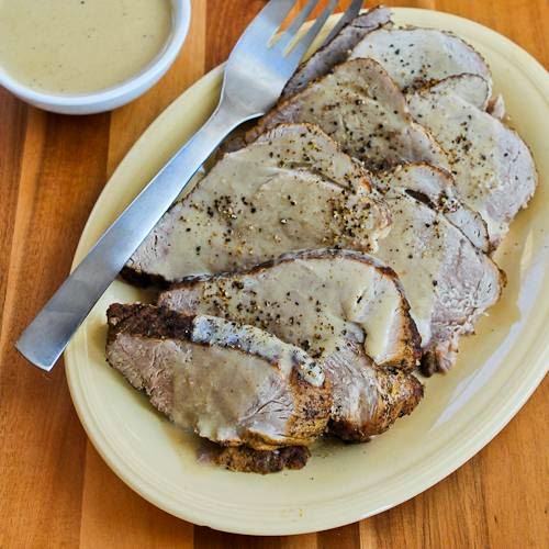 Slow Cooker Bavarian Pork Sirloin Tip Roast with Sour Cream Gravy from