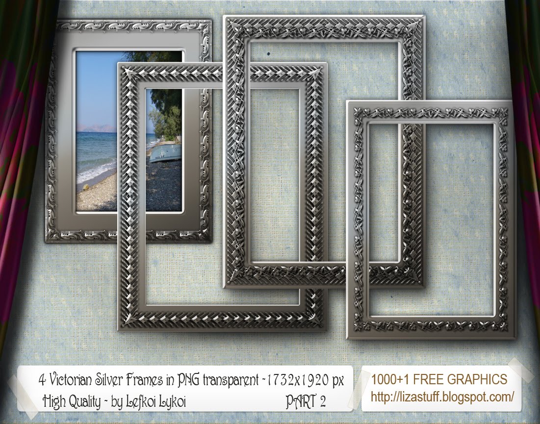 1000+1 FREE GRAPHICS 4 Victorian Silver Frames in PNG transparent