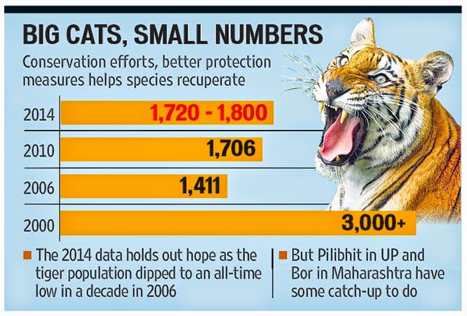 Population estimate of Tigers in India