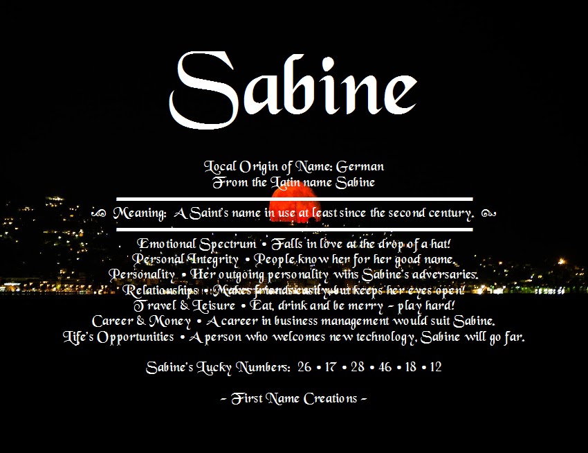 Sabine . . . Tell Me Your Name . . . Pinterest