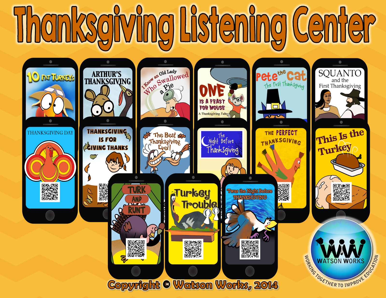 http://www.teacherspayteachers.com/Product/Thanksgiving-Listening-Centers-w-QR-Codes-Hyperlinks-15-Stories-Included-1545775
