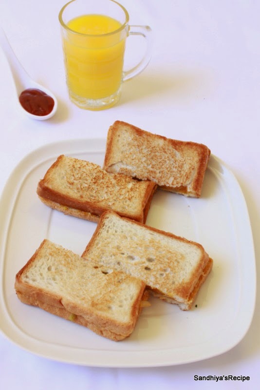 Sandhiya's Cookbook Potato Bread Sandwich Indian Style Potato Sandwich