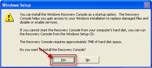 windows xp recovery console commands