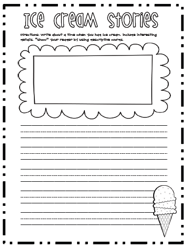 Free printable ice cream writing paper picture