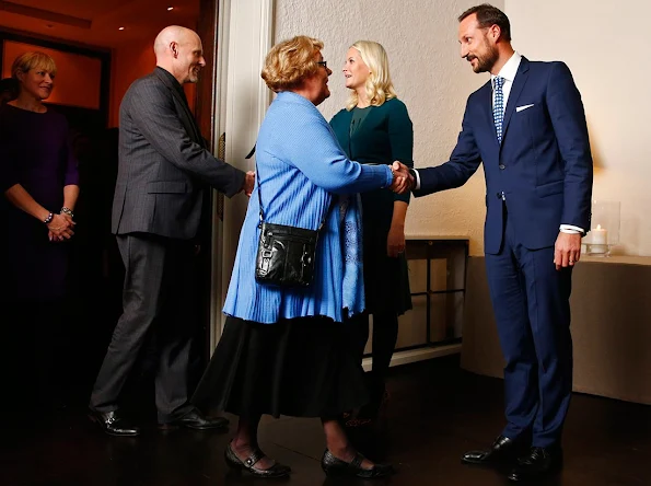 Crown Prince Haakon and Crown Princess Mette Marit of Norway held a dinner for members of the Red Cross at the Skaugum official residence