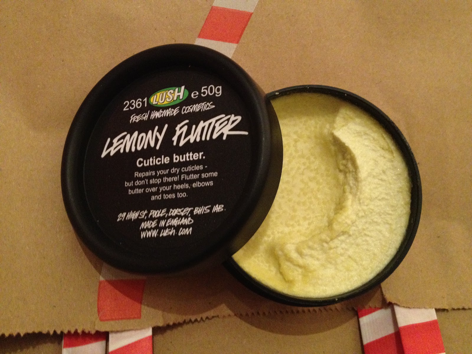 Review Lush lemony flutter cuticle butter flutter and sparkle