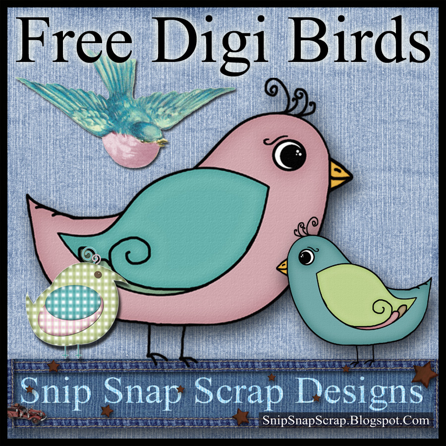 Snip Snap Scrap Free MauveTeal Digi Scrapbook Birds