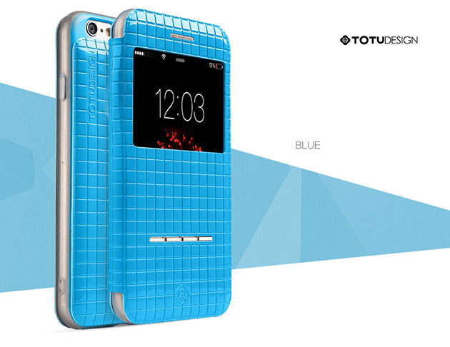 เคส iPhone 6/6s ฝาพับหนังแก้ว 142048 สีฟ้า
