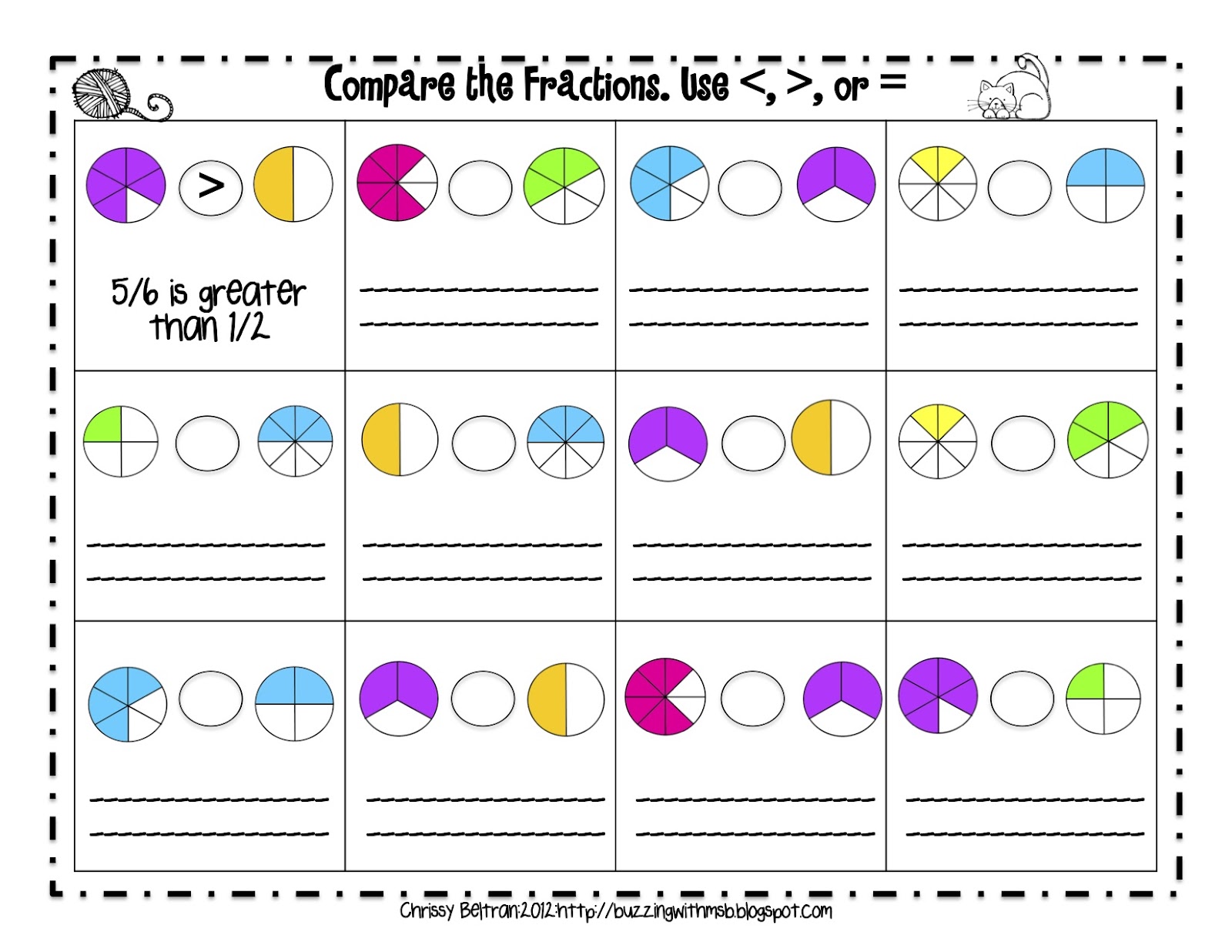 Copy Of Comparing Fractions - Lessons - Blendspace Regarding Fractions Greater Than 1 Worksheet