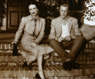Wallace Simpson in an elegant suit, with Edward, formerly King Edward VIII 