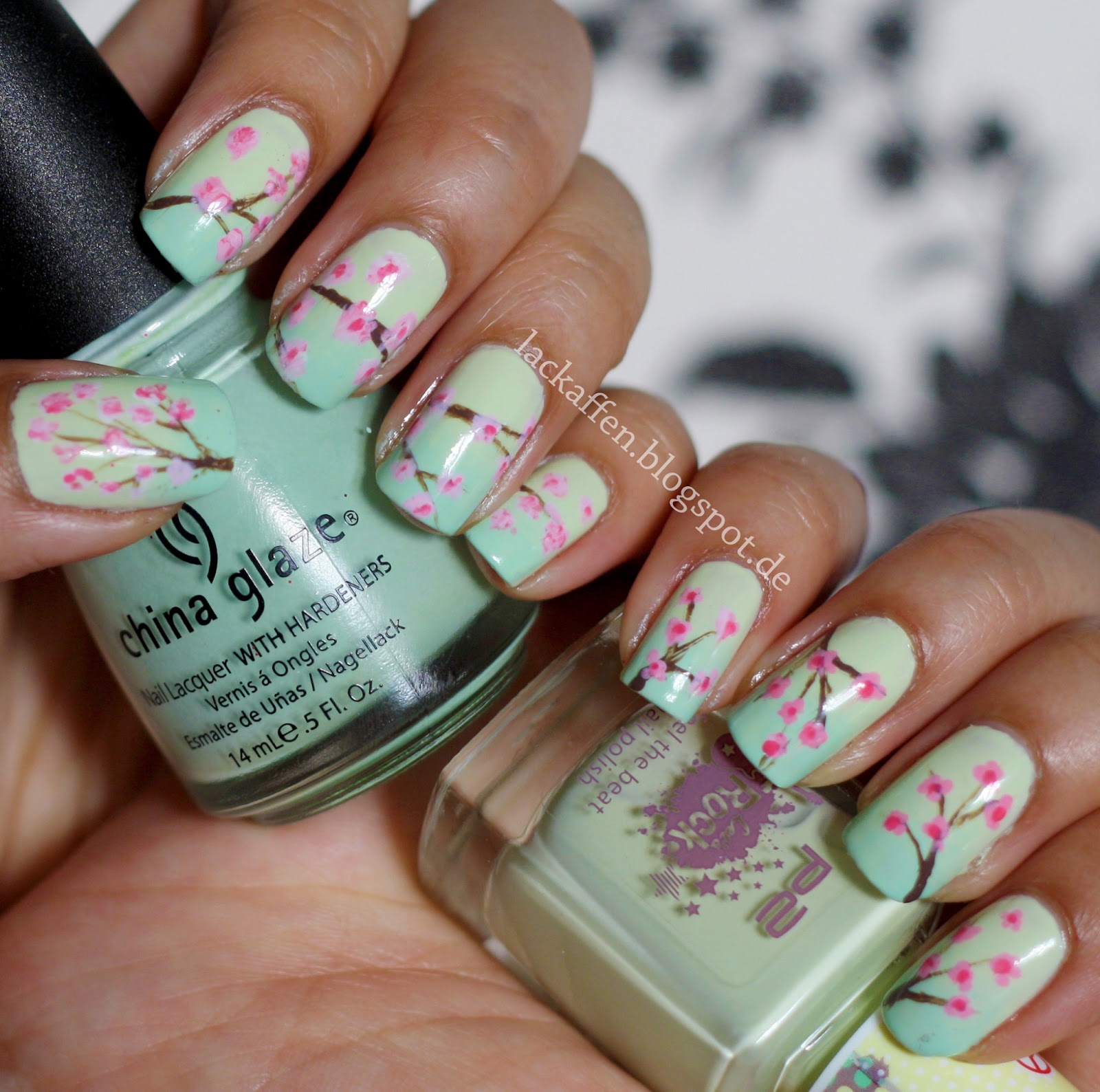 Lackaffen Cherry Blossom Nail Art Tutorial