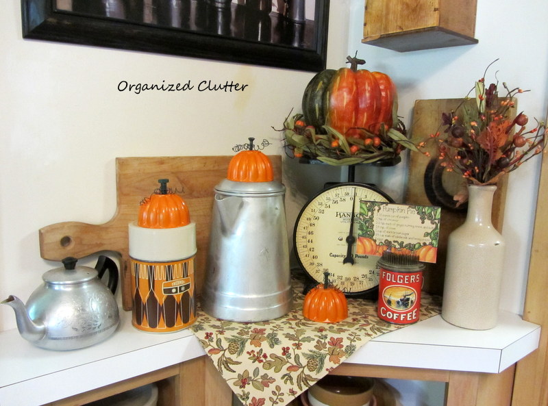 A Trio of Pumpkins in a Fall Kitchen Organized Clutter