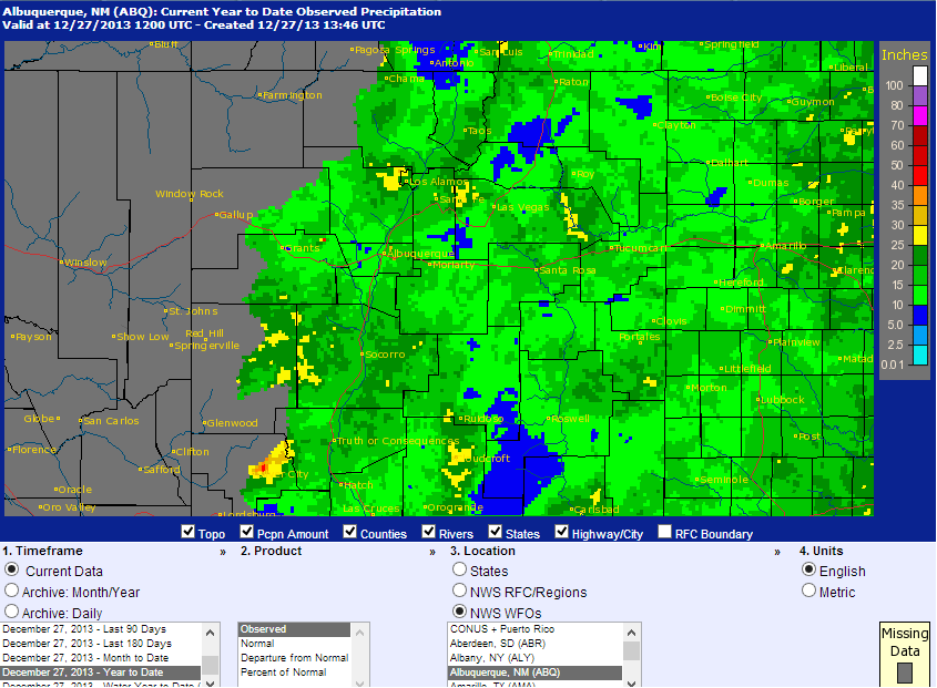 2013 Rainfall Totals For New Mexico One Extreme To The Other.