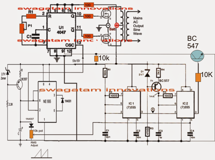 Pure Sine Wave Inverter Circuit Using Ic 4047
