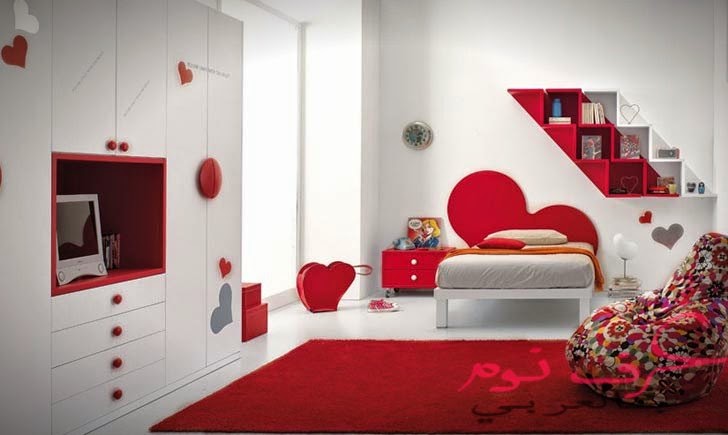 مجلة غرف نوم غرف نوم الاطفال باللونين الابيض والاحمر