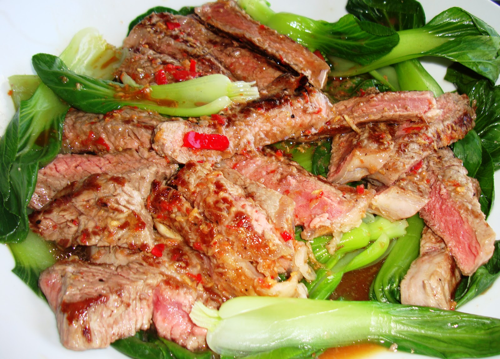 The Coconut Monkey Asian Sirloin Steak with Pak Choi