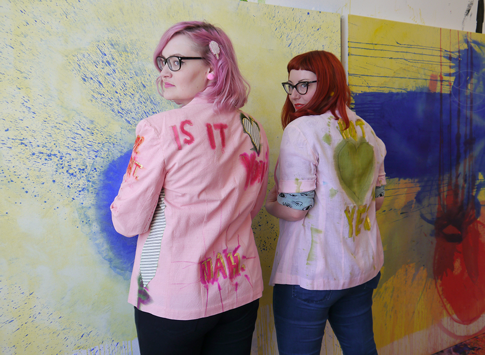Wardrobe Conversations in Jack(et) by Jill Skulina Dundee, Wasps Studios, Meadow Mill, artist studio, studio visit, Jack(et), Jill Skulina, blogging duo, Scottish Bloggers, Dundee Bloggers, jackets, embroidery, customisation, custom orders, Louise Ritchie