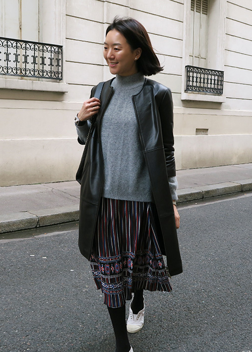 [LittleBlack] Ethnic Patterned Midi Skirt KSTYLICK Latest Korean