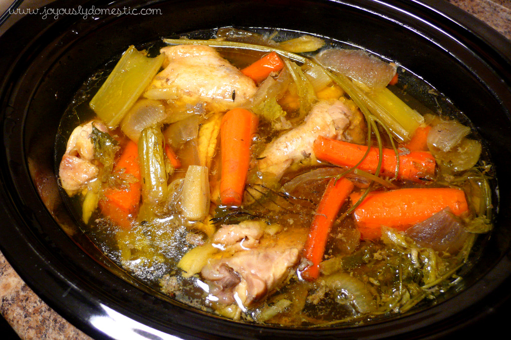 Joyously Domestic Homemade Slow Cooker Chicken Stock