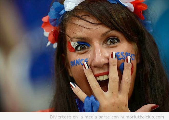 WM Brasilien 2014: sexy heissen Mädchen-Fußball-Fan, schöne Frau Unterstützer der Welt. Ziemlich Amateur girls, Bilder und Fotos Francia France