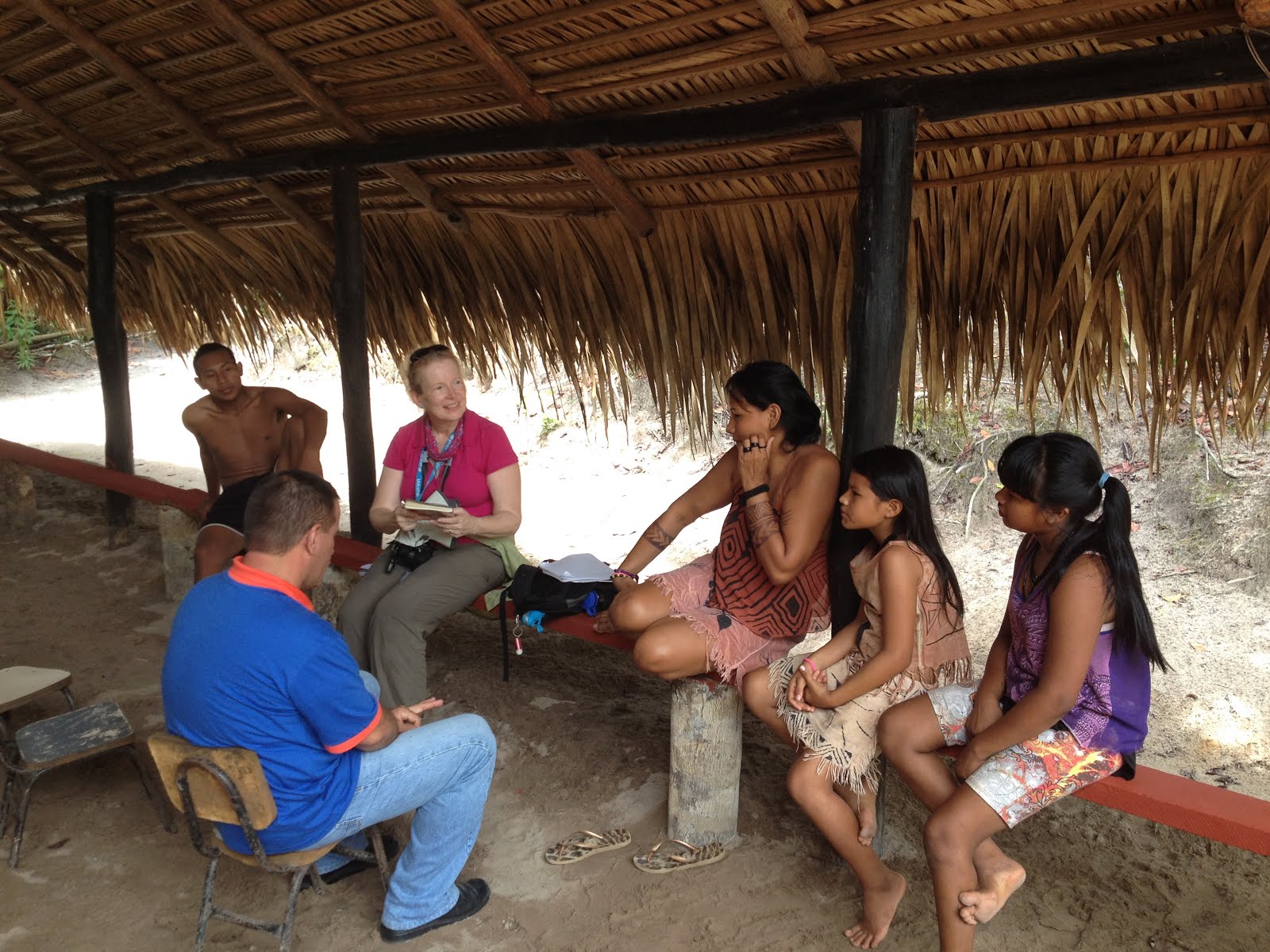 In Amazon village with conservationsit