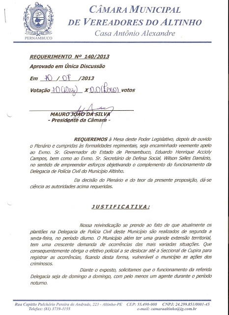 Página 1 de 2 do Requerimento nº 140/2013