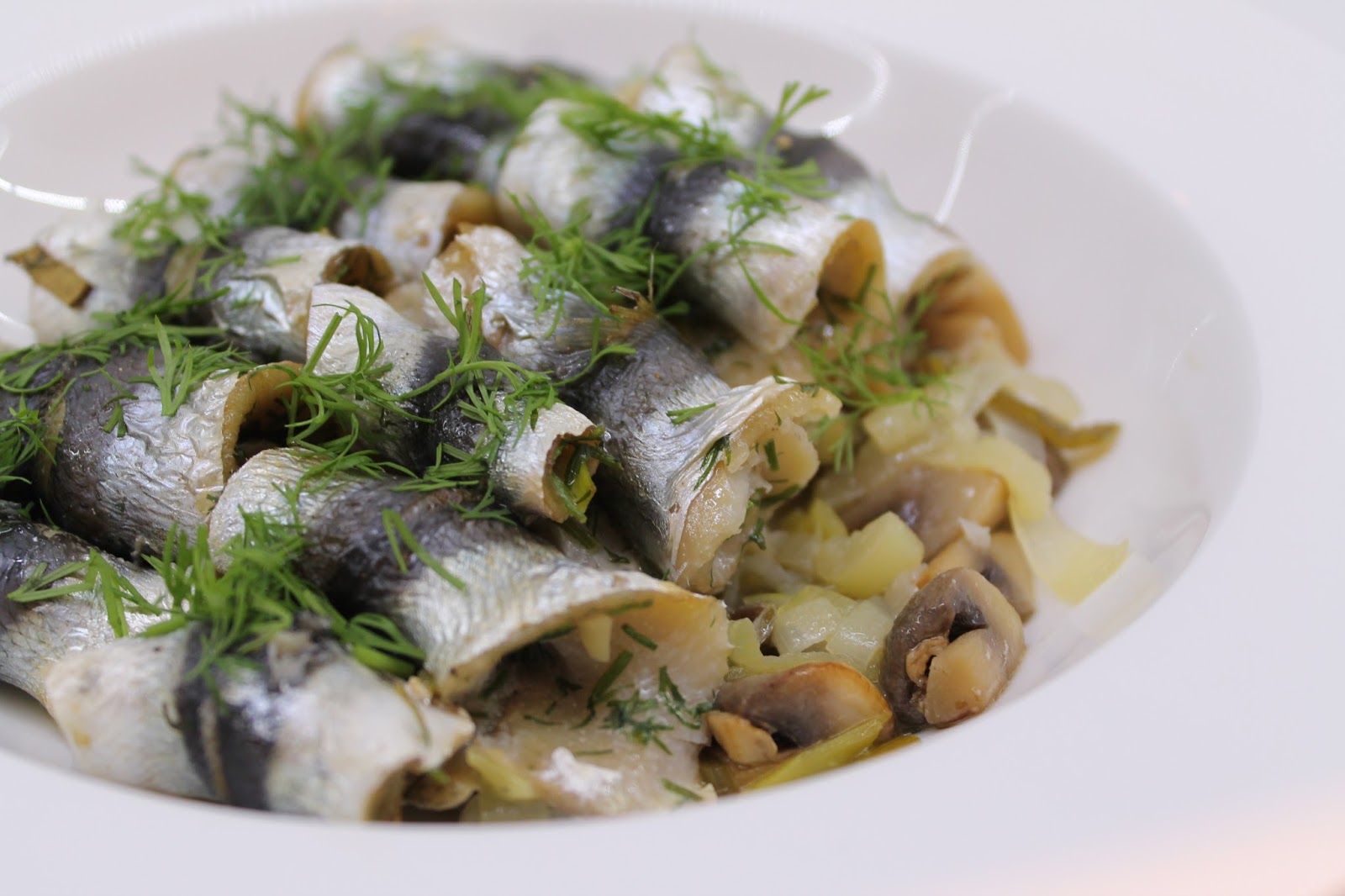 Ninnin Köökki Baltic herrings with leak and mushrooms