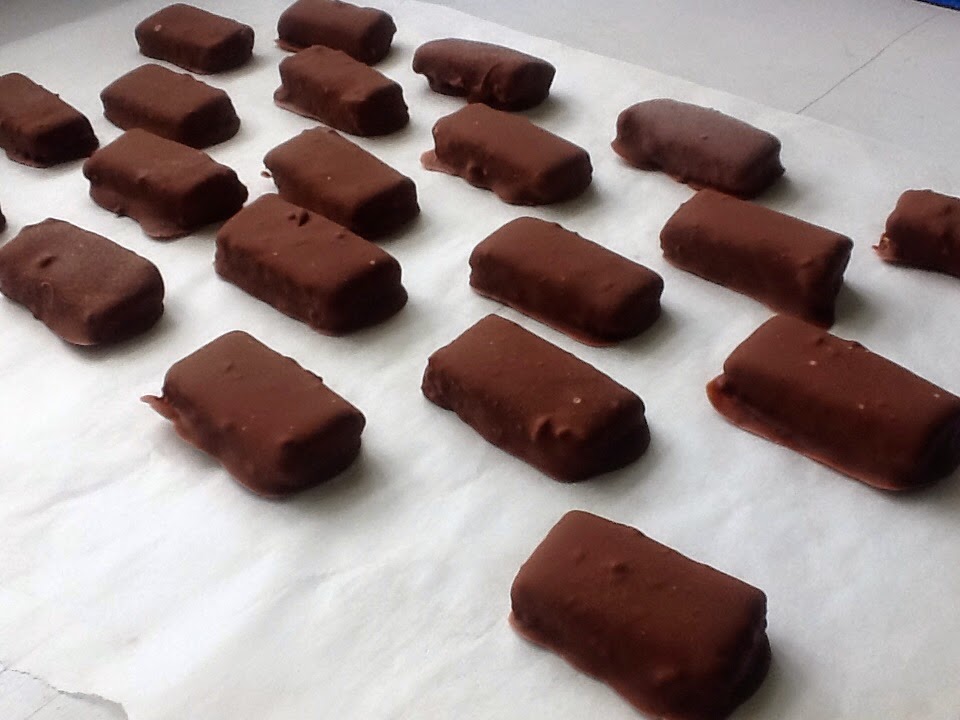 Barritas de coco y chocolate con leche tipo Bounty