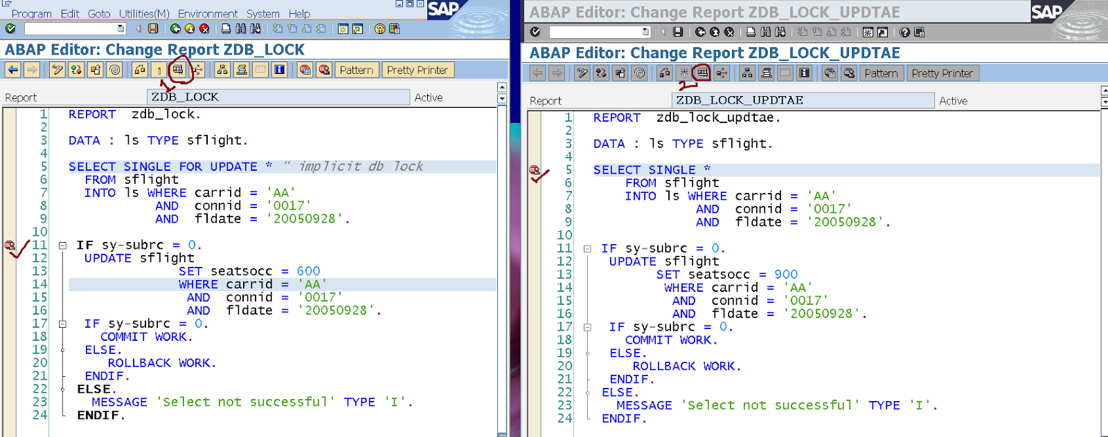TECHSAP Database Lock(Open SQL Statement ) Vs. SAP Lock (Enqueue