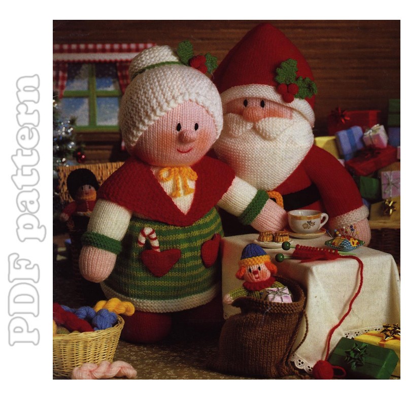 Santa, Mrs Claus and 7 Little Dolls Knitting Pattern PDF CraftyLine e-patte...