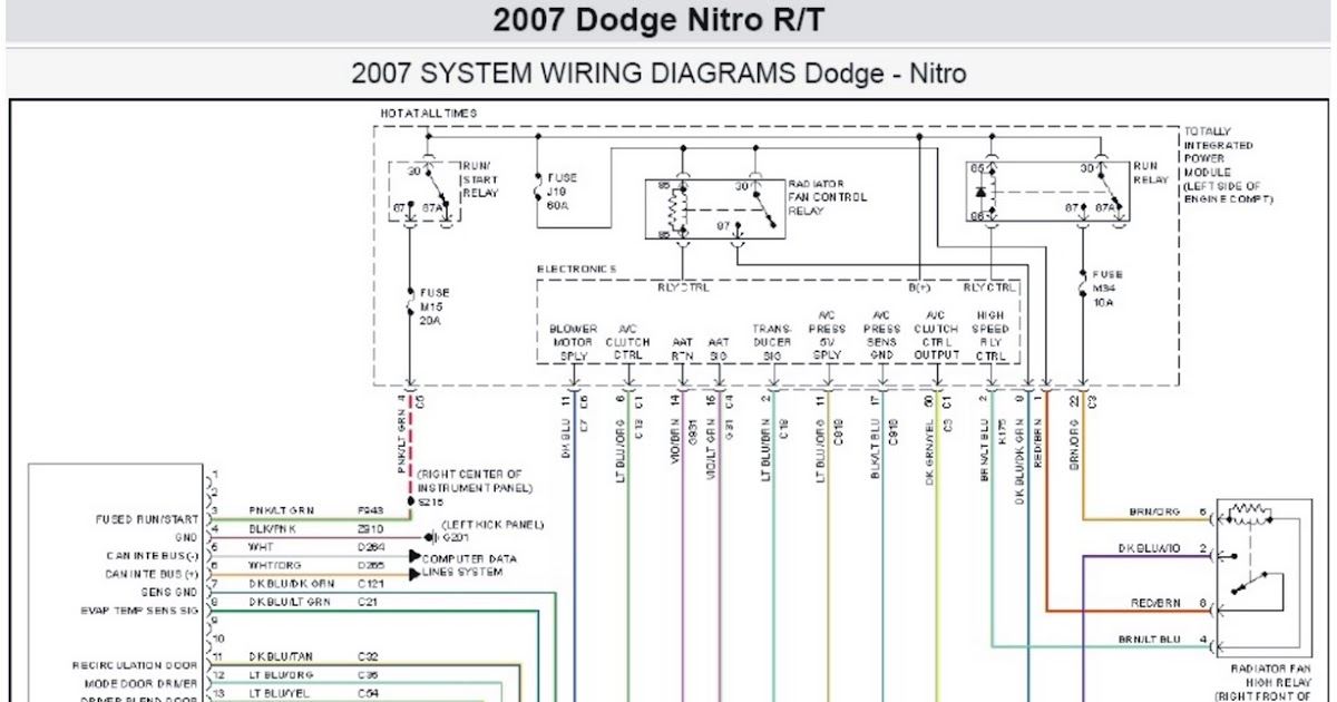 2007 Dodge Nitro R/T Manual A/C Circuit System Wiring Diagrams