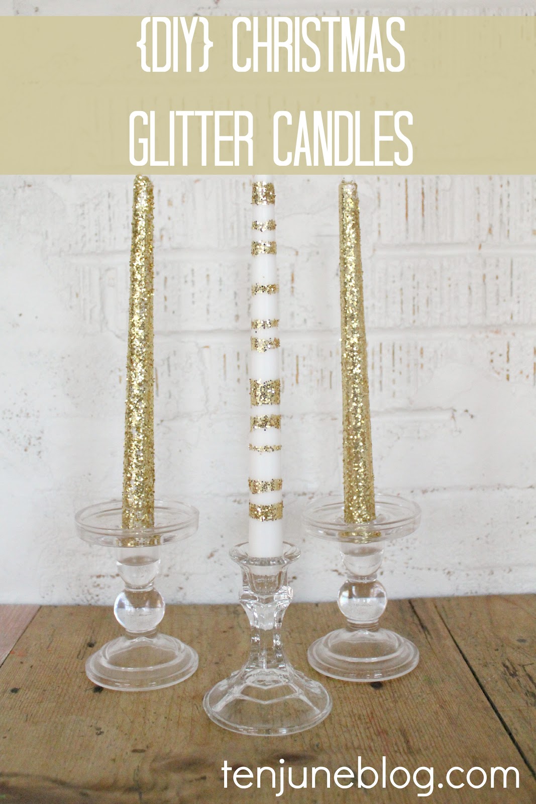 Ten June {DIY} Striped Glitter Christmas Candle Tutorial