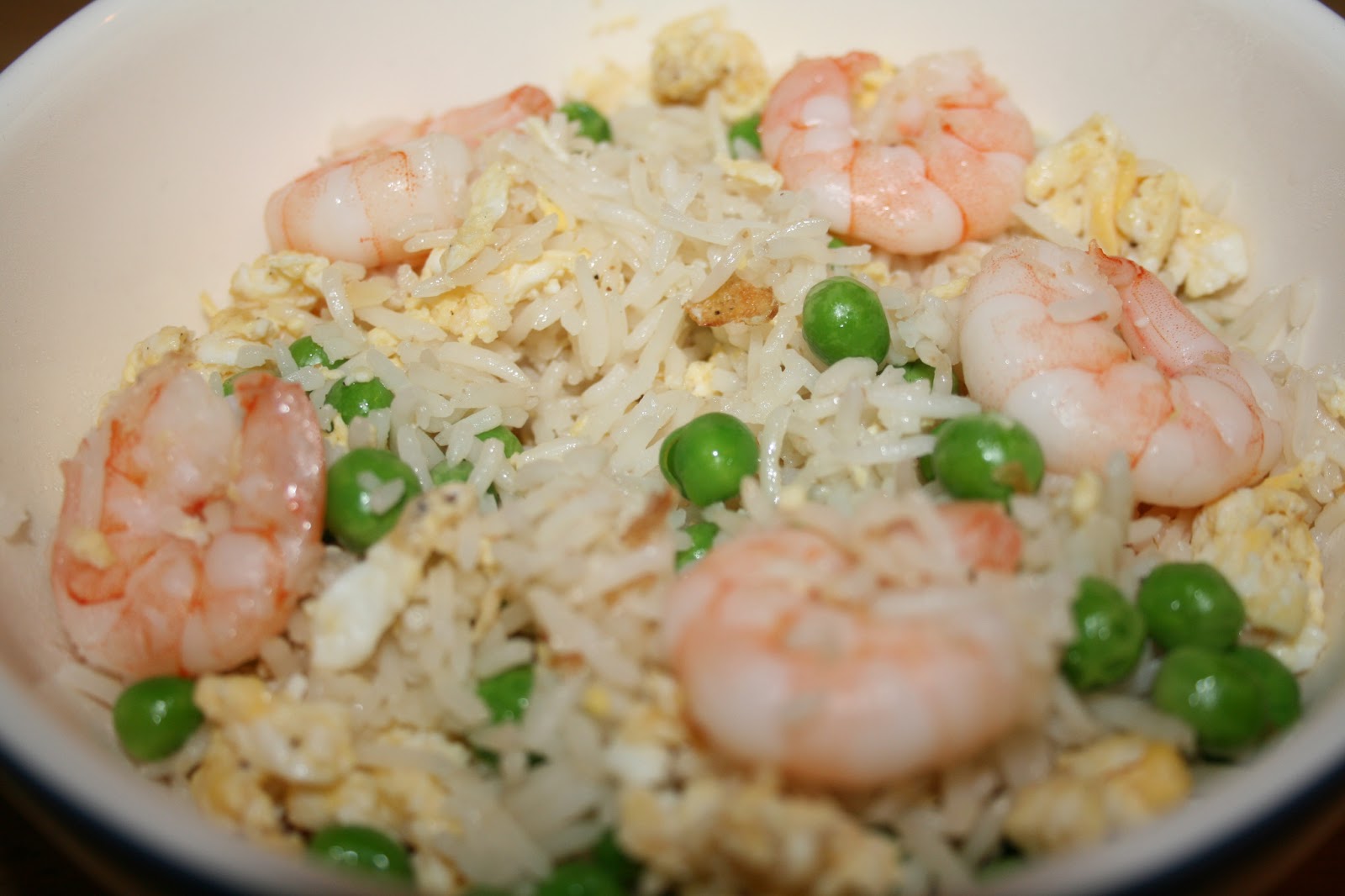 made with love Egg Fried rice with peas and prawns