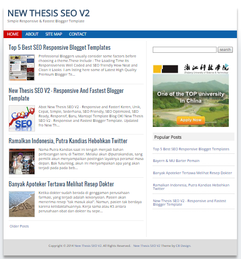New Thesis SEO V2 - Responsive and Fastest Blogger Template 