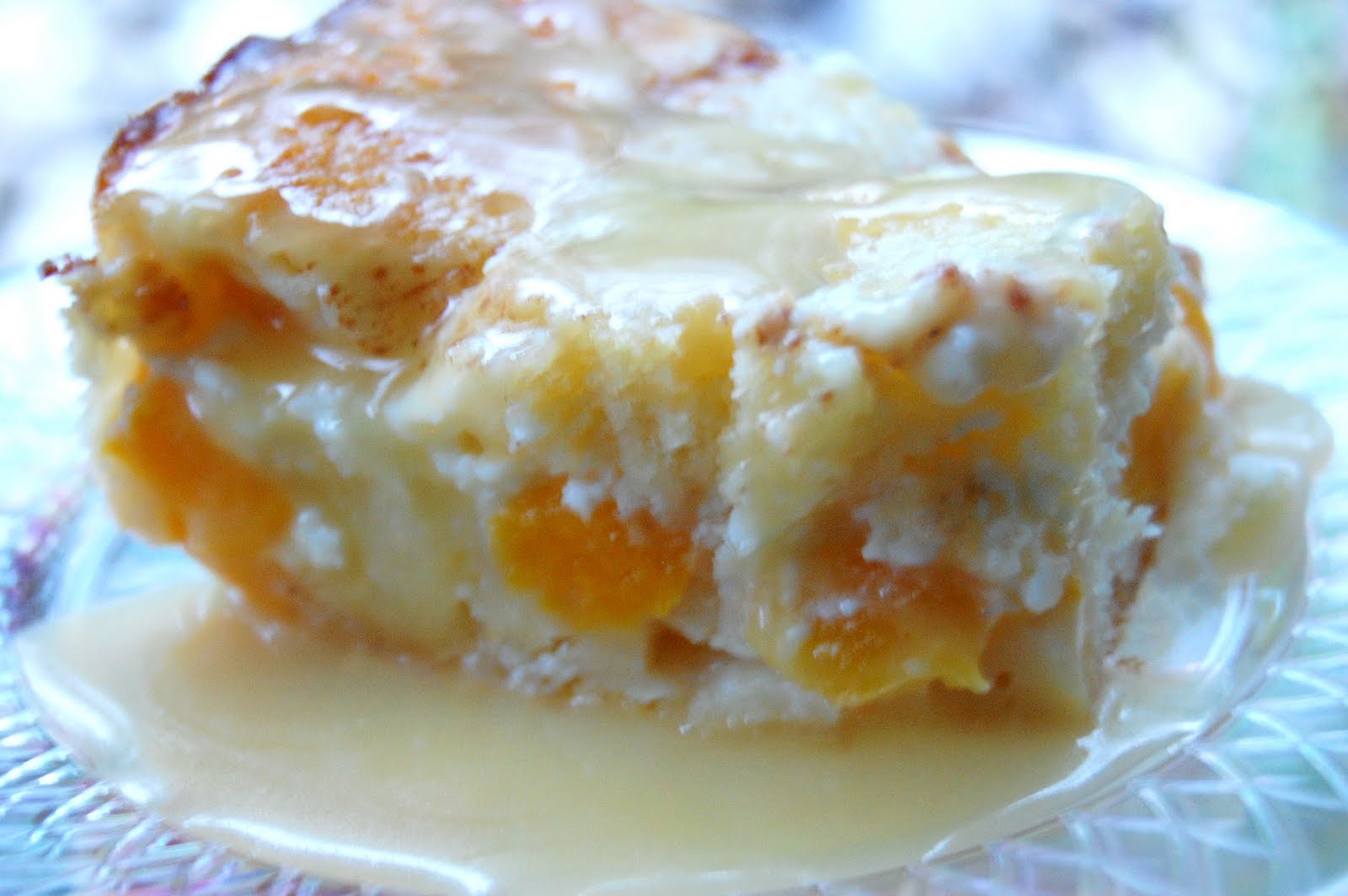 Emily Can Cook Peaches and Cream Cake w/ Warm Vanilla Sauce