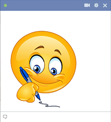Facebook smiley with a pen