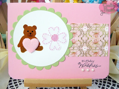 Handmade Card - Teddy Birthday Wishes in Pink