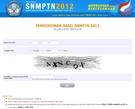 Pengumuman SNMPTN 2012 | www.snmptn.ac.id Pengumuman SNMPTN 2012 | www.snmptn.ac.id