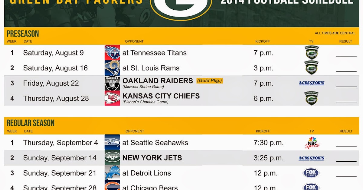 packer schedule packer schedule