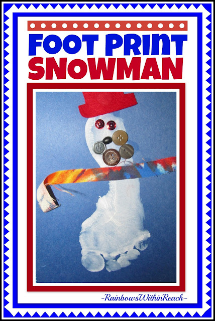 Painted Foot-print Snowman via RainbowsWithinReach