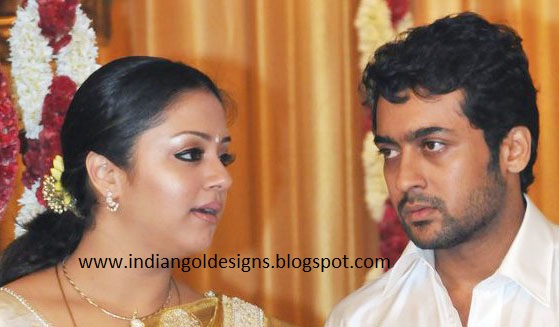 Hairstyle Coiging Jyothika In Peacock Diamond Pendant And Ear