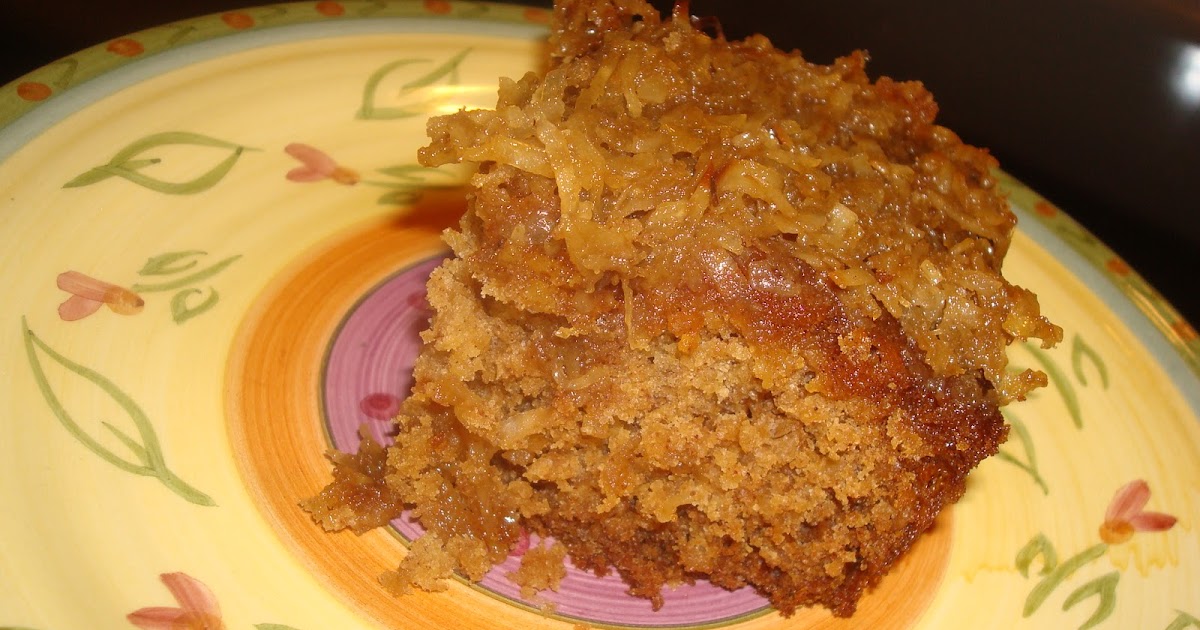 mocha me Applesauce Oatmeal Cake with Broiled Coconut Topping