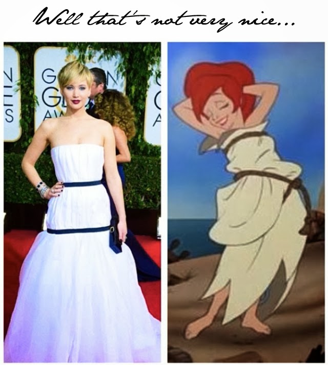 Internet compares Jennifer Lawrence's Golden Globes dress to Disney's ...
