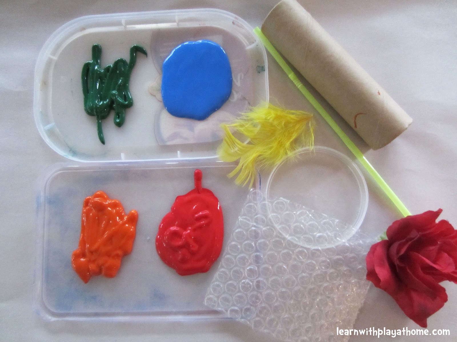 Learn with Play at Home Invitation to Paint with Recycled Materials